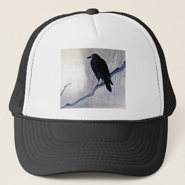 Gorra De Camionero Pájaro negro del cuervo (Anverso)