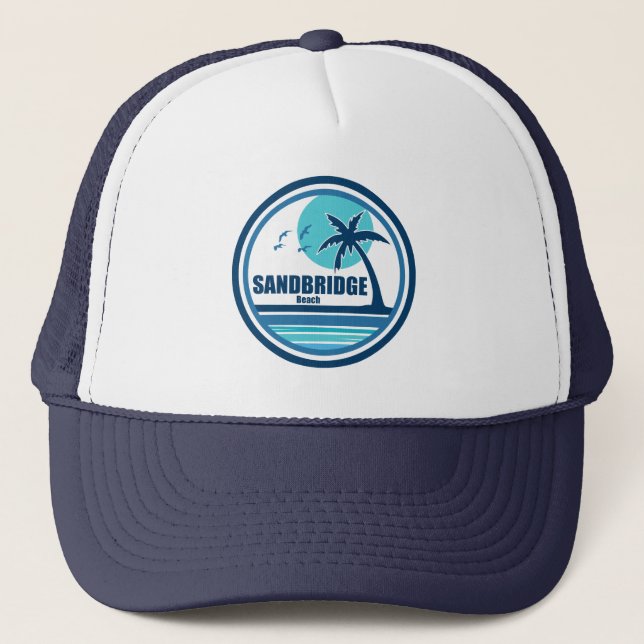 Gorra De Camionero Pájaros de palmeras de Sandbridge Beach Virginia (Anverso)