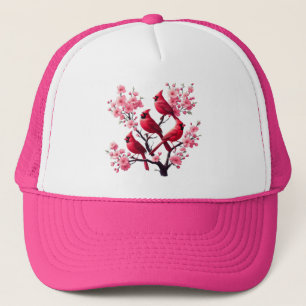 Gorra De Camionero Pájaros del cardenal rojo Ave del árbol de cerezo