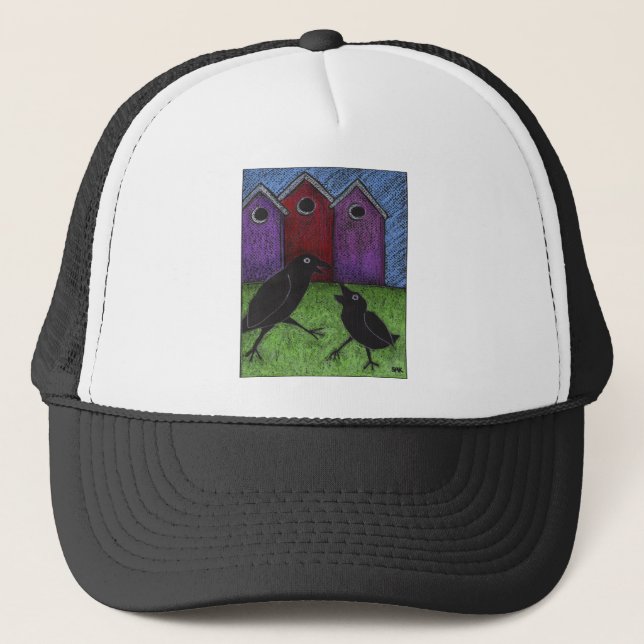 Gorra De Camionero Pájaros negros jugando (Anverso)