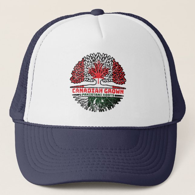 Gorra De Camionero Pakistán Árbol canadiense paquistaní con bandera (Anverso)