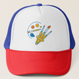 Gorra De Camionero Paleta de pintura y pinceles de artista