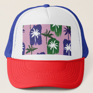 Gorra De Camionero Palm pintada, verde azul marino.