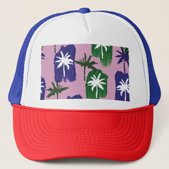 Gorra De Camionero Palm pintada, verde azul marino. (Anverso)