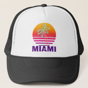 Gorra De Camionero Palmera de neón Miami orgullosa de la playa de la