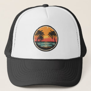 Gorra De Camionero Palmera - Estilo Retro Playa Tropical Sol Verano