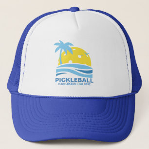 Gorra De Camionero Palmera tropical Sun de Pickleball su texto de