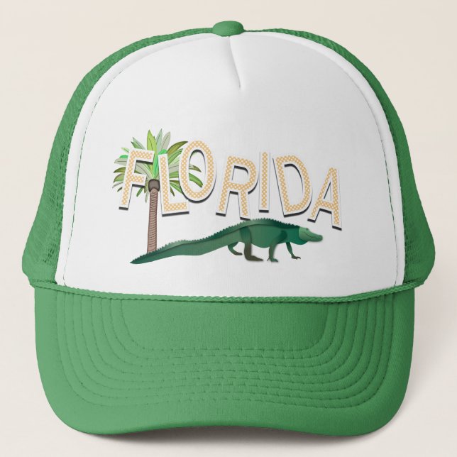 Gorra De Camionero Palmera y cocodrilo de la Florida (Anverso)