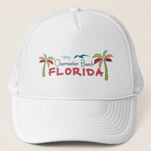 Gorra De Camionero Palmeras de arte de Clearwater Beach Florida