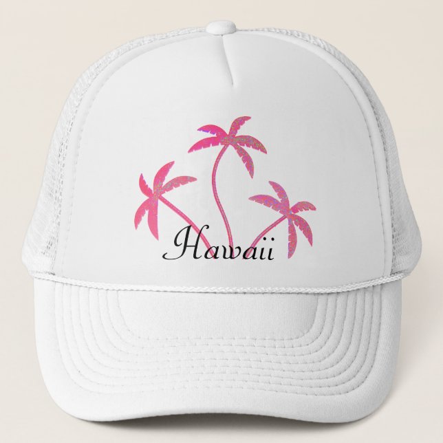 Gorra De Camionero Palmeras rosadas Hawaii (Anverso)