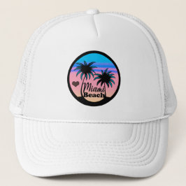Gorra De Camionero Palmeras rosas y azules de Miami Beach