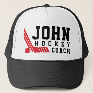 Gorra De Camionero Palo de Hockey Rojo Minimalista & Disco