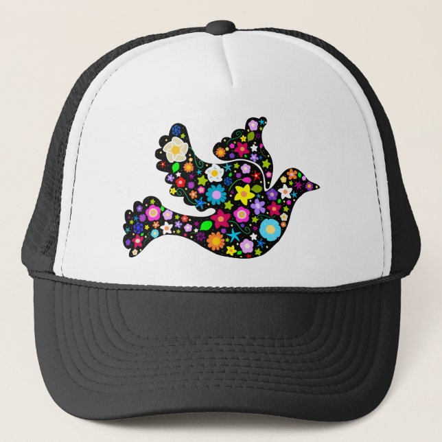 Gorra De Camionero Paloma de las flores del verano (Anverso)