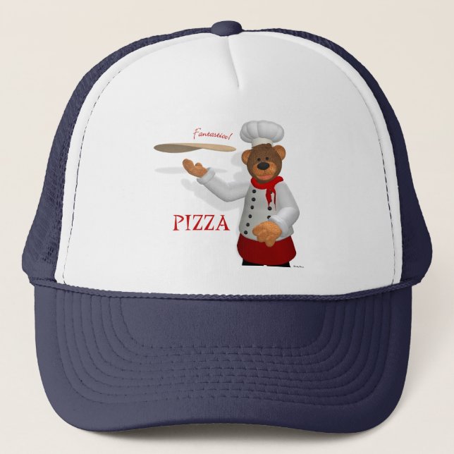 Gorra De Camionero Panadero pequeño de la pizza de los osos (Anverso)