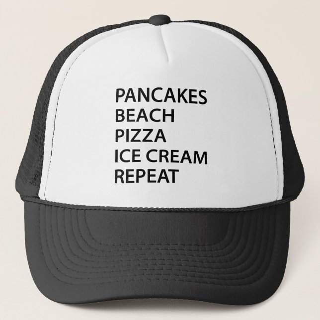 Gorra De Camionero Pancakes Beach Pizza Ice Cream Repeat (Anverso)