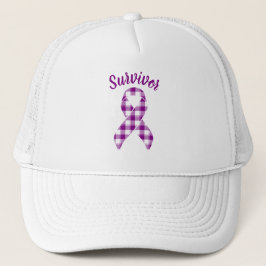 Gorra De Camionero Pancreatic Cancer Awareness Plaid Purple Ribbon