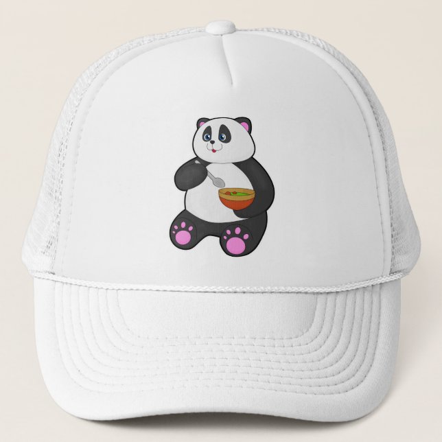 Gorra De Camionero Panda al comer con Spoon & Bowl (Anverso)