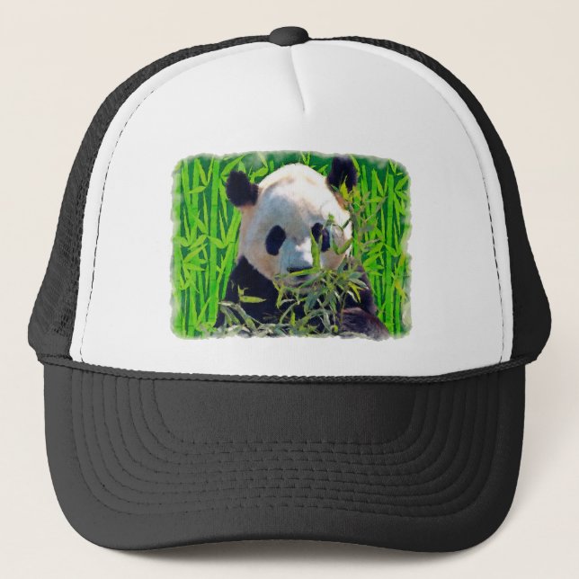 Gorra De Camionero Panda Bear & Bamboo Wildlife Art (Anverso)