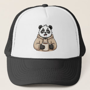 Gorra De Camionero Panda Café Dibujo Animado Demasiado Cansado Para F