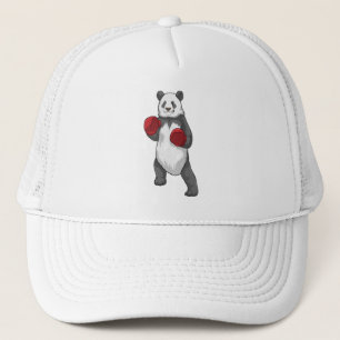 Gorra De Camionero Panda como boxeador con guantes de boxeo