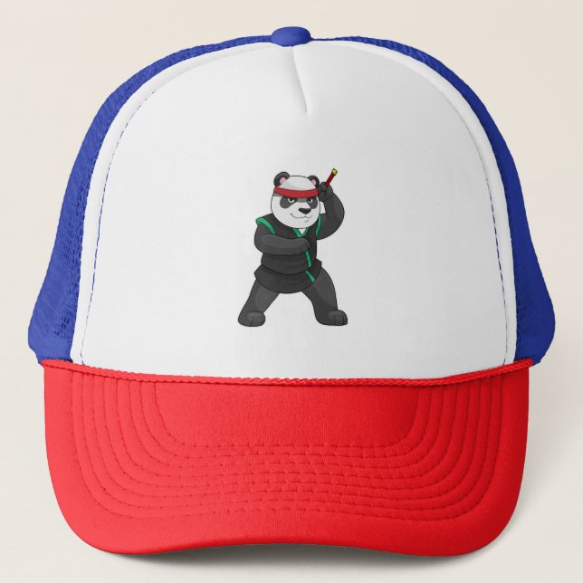 Gorra De Camionero Panda como Ninja en disfraz (Anverso)