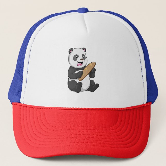 Gorra De Camionero Panda como panadero con pan (Anverso)