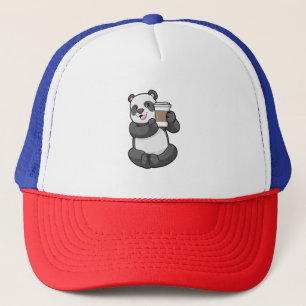 Gorra De Camionero Panda con el café a ir