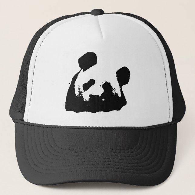 Gorra De Camionero Panda de arte pop blanco negro (Anverso)