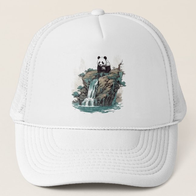 Gorra De Camionero Panda en la cascada (Anverso)