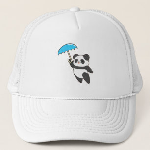 Gorra De Camionero Panda en la lluvia con paraguas