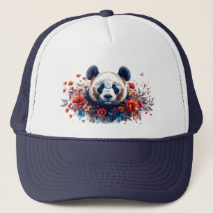 Gorra De Camionero Panda entre flores