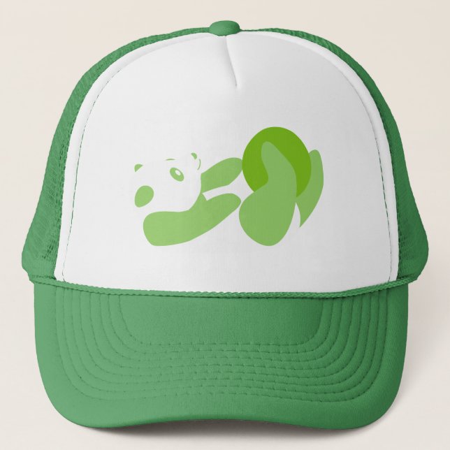 Gorra De Camionero Panda Jugando (Verde) (Anverso)