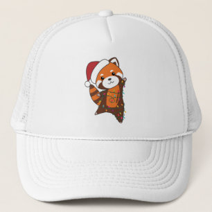 Gorra De Camionero Panda Rojo Navidades Nieve Animales De Invierno Pa