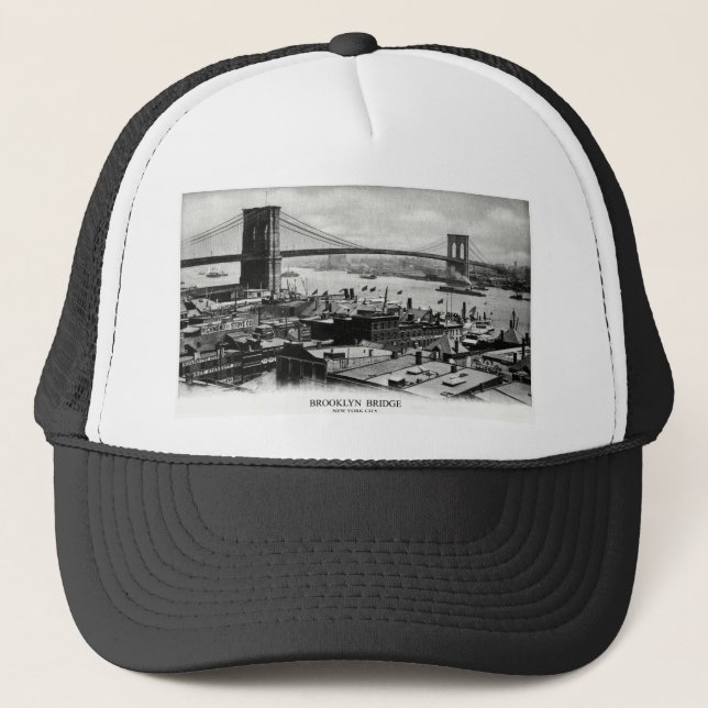 Gorra De Camionero Panorama 1900 del puente de Brooklyn (Anverso)