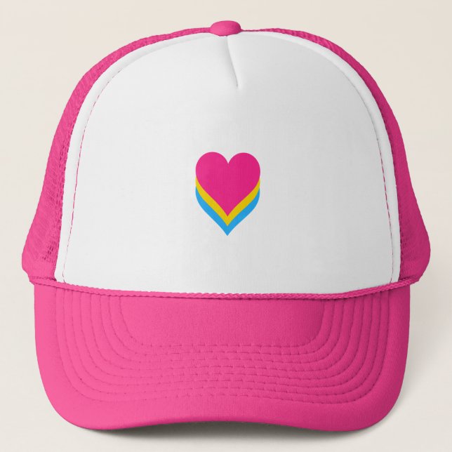 Gorra De Camionero Pansexuality pride hearts trucker hat (Anverso)