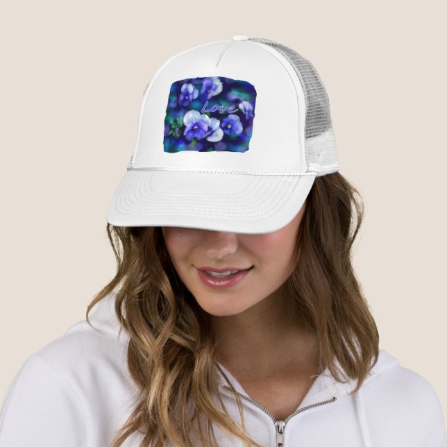 Gorra De Camionero Pansies azules Pansy Flores Pintadas Florales (In situ)