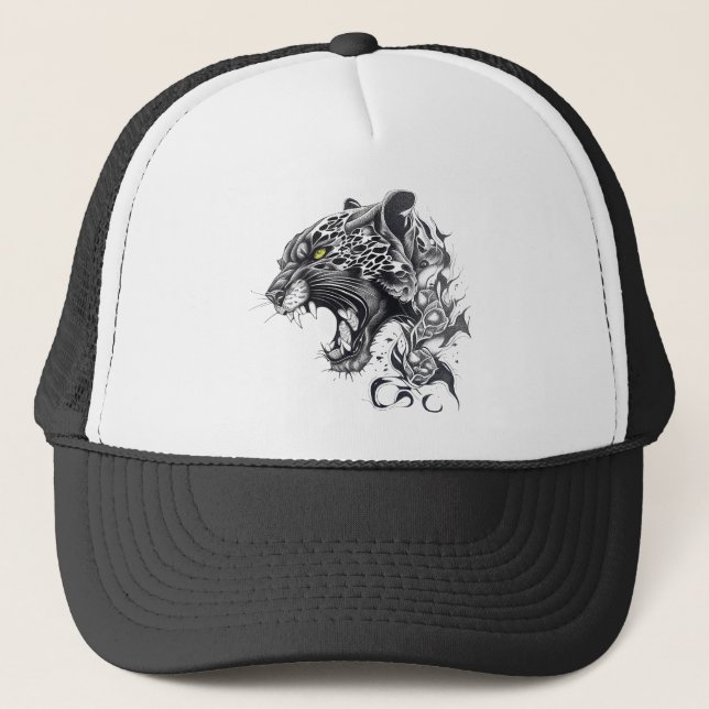 Gorra De Camionero Pantera Naturaleza animal salvaje Ilustracion arte (Anverso)