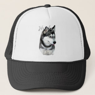 Gorra De Camionero Papá 2 del husky siberiano (negro)