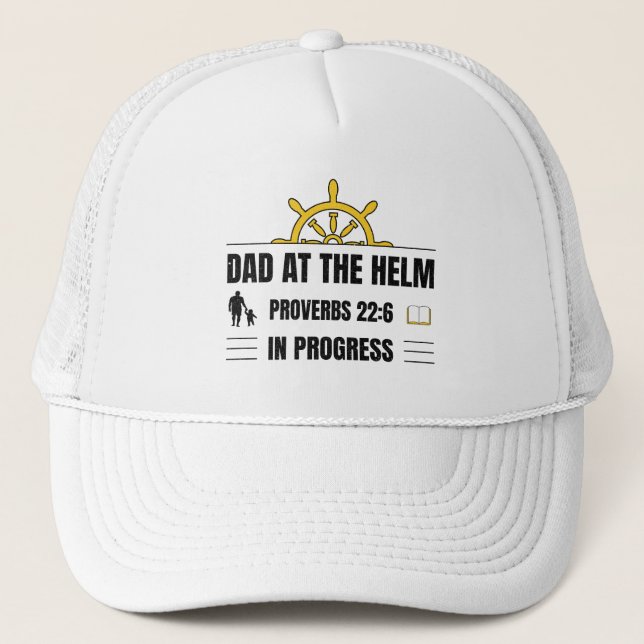 Gorra De Camionero Papá al timón | Proverbios 22:6 en progreso | (Anverso)