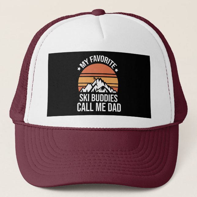 Gorra De Camionero Papa divertido esquiando (Anverso)