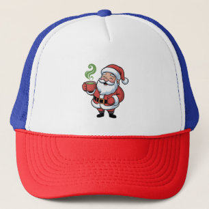 Gorra De Camionero Papá Noel bebiendo una Navidad Matcha