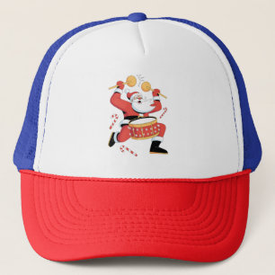 Gorra De Camionero Papá Noel divertido tocando la batería en Navidad