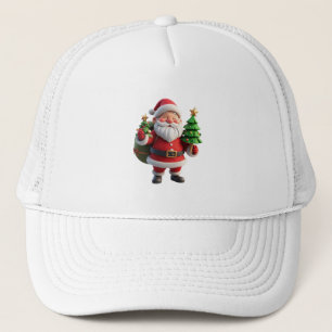 Gorra De Camionero Papá Noel festivo sosteniendo árbol de Navidad