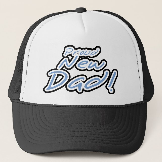 Gorra De Camionero Papá orgulloso del texto azul/negro nuevo (Anverso)