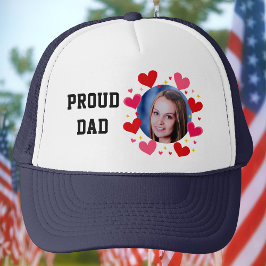 Gorra De Camionero Papa Orgulloso Texto Personalizado Foto Corazones 