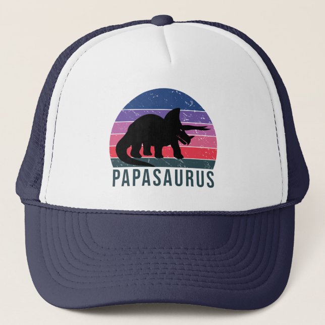 Gorra De Camionero Papasaurus Styracosaurus Dinosaur Padre Regalo (Anverso)