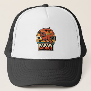Gorra De Camionero Papawsaurus Diseño Vectorial Retro Dinosaurio Atar