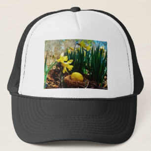 Gorra De Camionero Papeles amarillos y huevo de Pascua Amarillo
