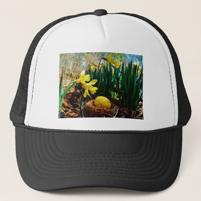 Gorra De Camionero Papeles amarillos y huevo de Pascua Amarillo (Anverso)