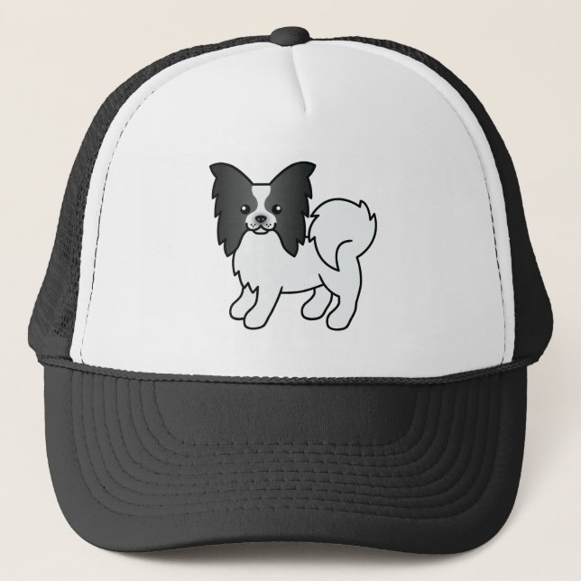 Gorra De Camionero Papilón blanco y negro Perro de caricatura (Anverso)
